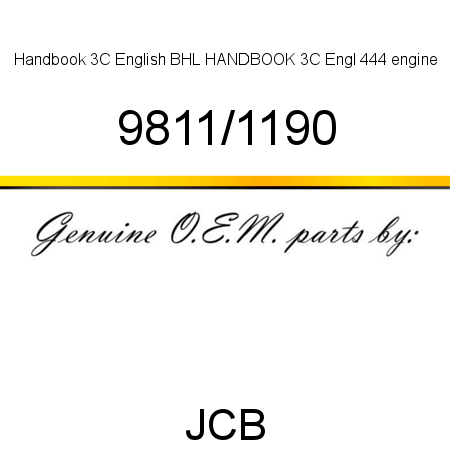 Handbook 3C English, BHL HANDBOOK 3C Engl, 444 engine 9811/1190