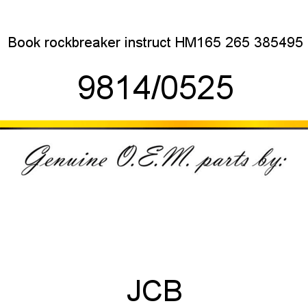Book, rockbreaker instruct, HM165, 265, 385,495 9814/0525