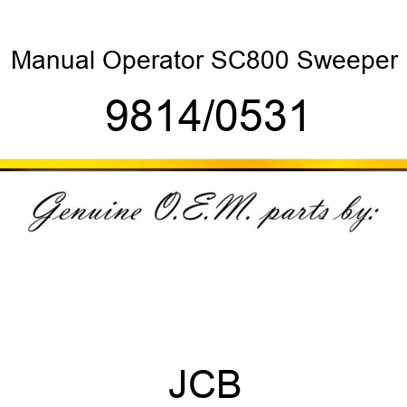 Manual, Operator, SC800 Sweeper 9814/0531