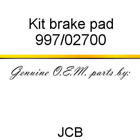 Kit, brake pad 997/02700