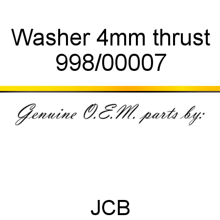 Washer, 4mm thrust 998/00007