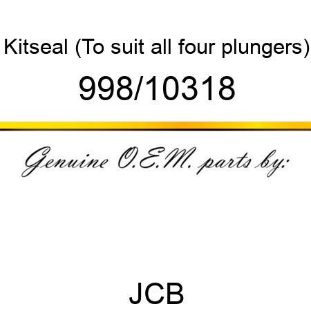 Kitseal, (To suit all four plungers) 998/10318
