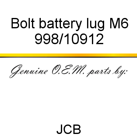 Bolt, battery lug, M6 998/10912