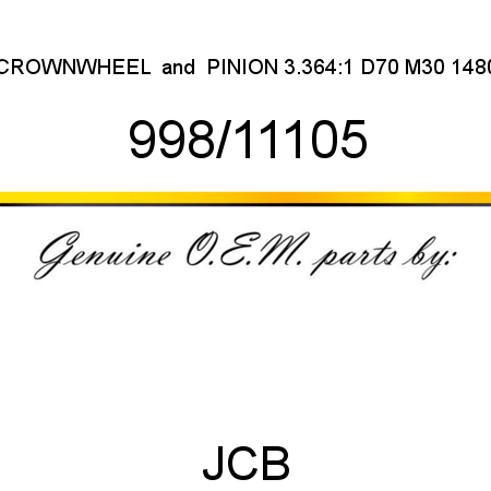 CROWNWHEEL & PINION, 3.364:1 D70 M30 1480 998/11105