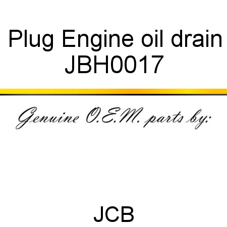 Plug, Engine oil drain JBH0017