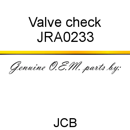 Valve, check JRA0233