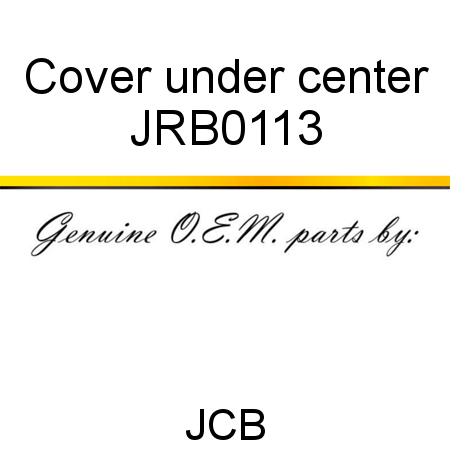 Cover, under, center JRB0113