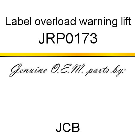 Label, overload warning, lift JRP0173