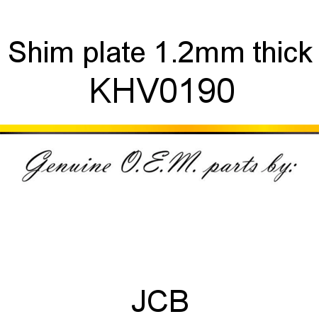 Shim, plate, 1.2mm thick KHV0190