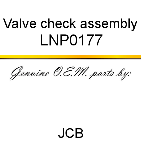 Valve, check assembly LNP0177