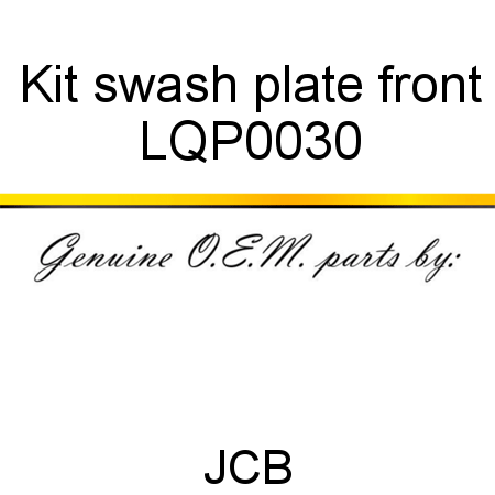 Kit, swash plate, front LQP0030