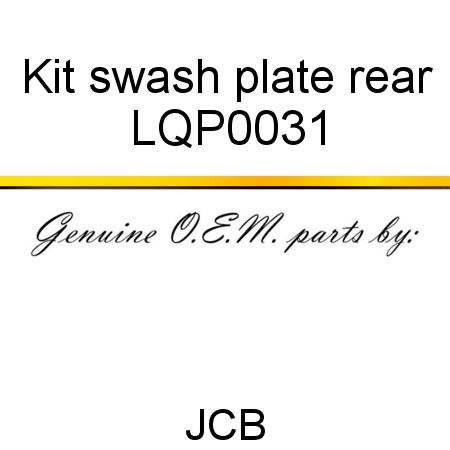 Kit, swash plate, rear LQP0031