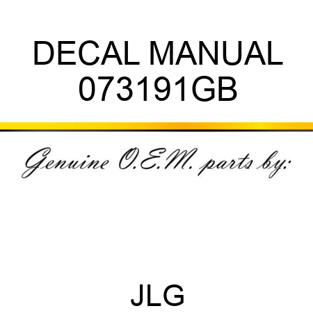 DECAL MANUAL 073191GB