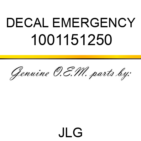 DECAL EMERGENCY 1001151250