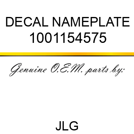 DECAL NAMEPLATE 1001154575