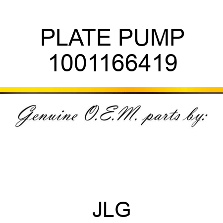 PLATE PUMP 1001166419