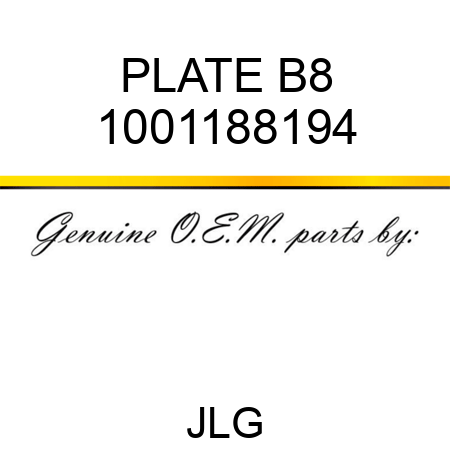 PLATE B8 1001188194
