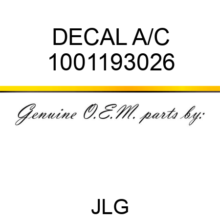 DECAL A/C 1001193026