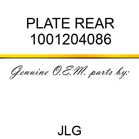 PLATE REAR 1001204086