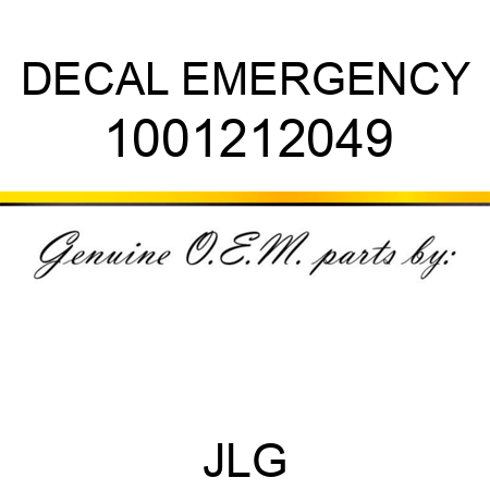 DECAL EMERGENCY 1001212049