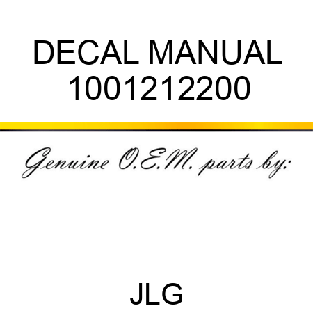 DECAL MANUAL 1001212200