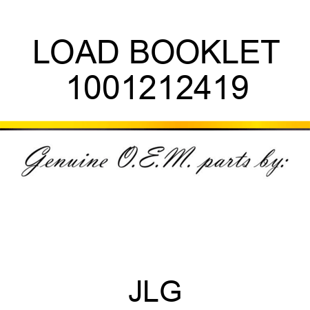 LOAD BOOKLET 1001212419