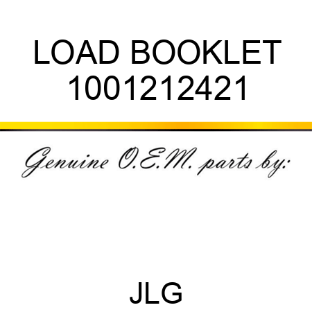 LOAD BOOKLET 1001212421