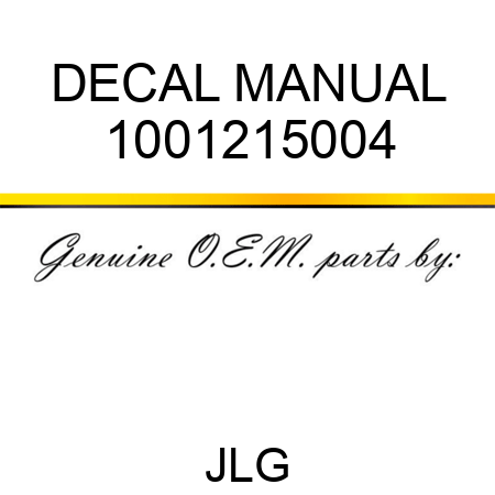 DECAL MANUAL 1001215004