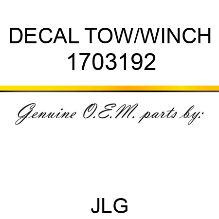 DECAL TOW/WINCH 1703192