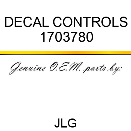 DECAL CONTROLS 1703780