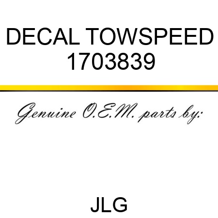 DECAL TOWSPEED 1703839
