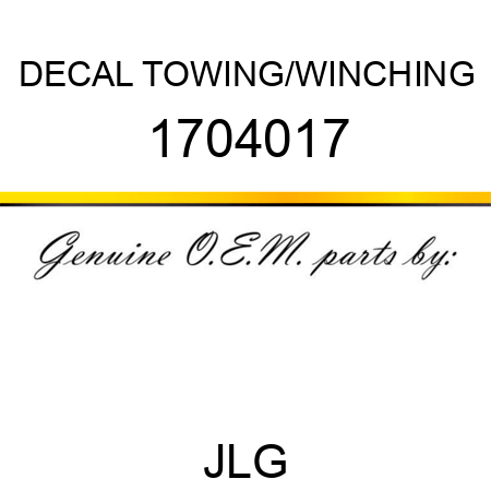 DECAL TOWING/WINCHING 1704017