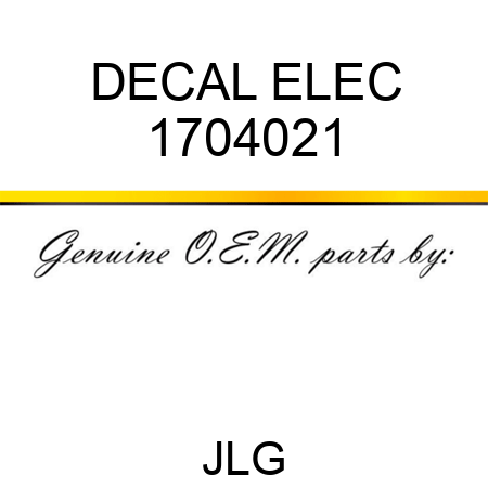 DECAL ELEC 1704021