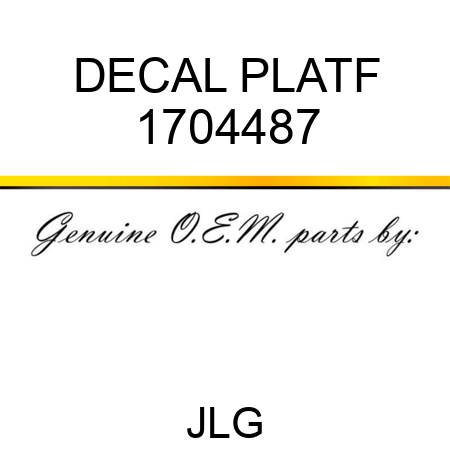 DECAL PLATF 1704487