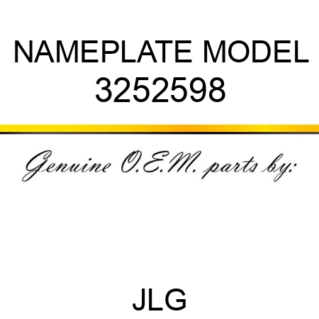 NAMEPLATE MODEL 3252598