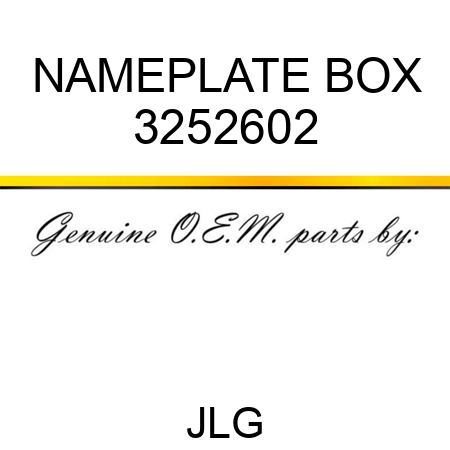 NAMEPLATE BOX 3252602