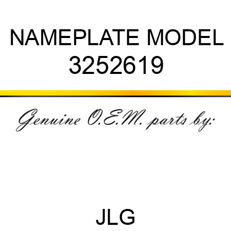 NAMEPLATE MODEL 3252619