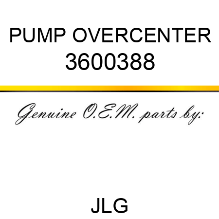 PUMP OVERCENTER 3600388