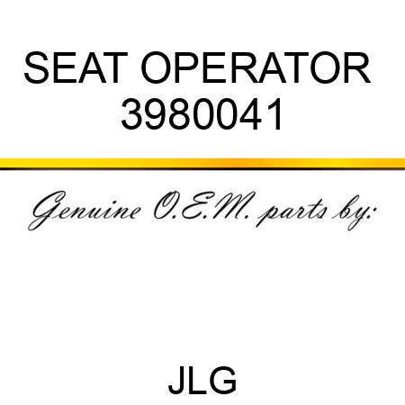 SEAT OPERATOR  3980041