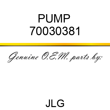 PUMP  70030381