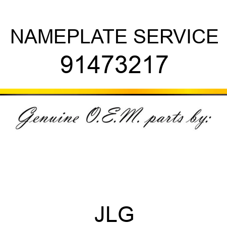 NAMEPLATE SERVICE 91473217