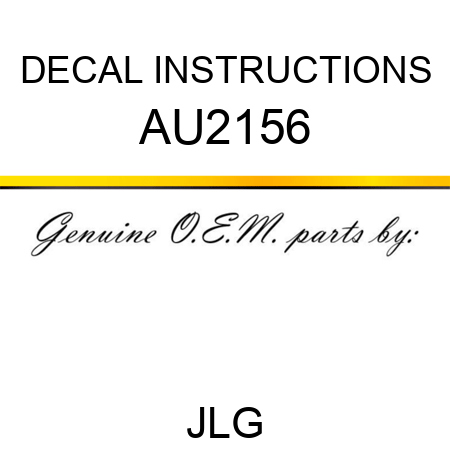 DECAL INSTRUCTIONS AU2156