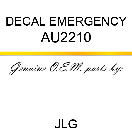 DECAL EMERGENCY AU2210