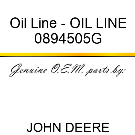 Oil Line - OIL LINE 0894505G