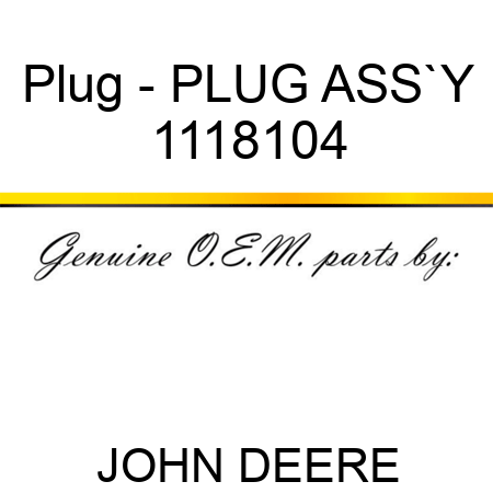 Plug - PLUG ASS`Y 1118104