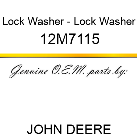 Lock Washer - Lock Washer 12M7115