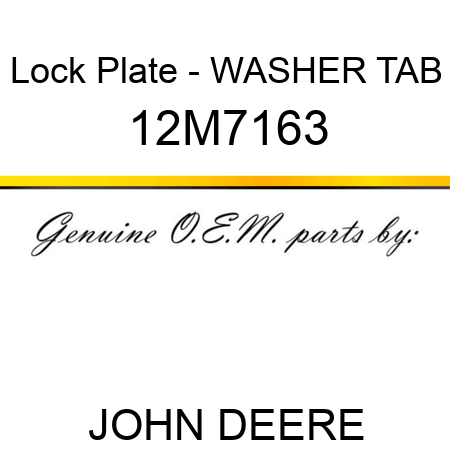 Lock Plate - WASHER, TAB 12M7163