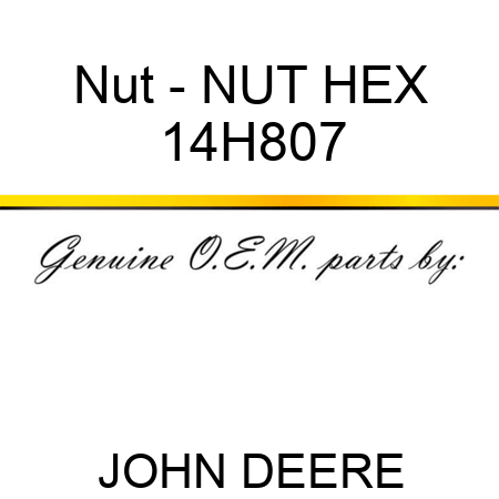 Nut - NUT, HEX 14H807