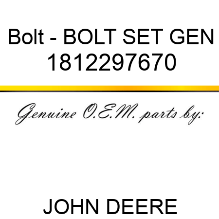 Bolt - BOLT SET, GEN 1812297670