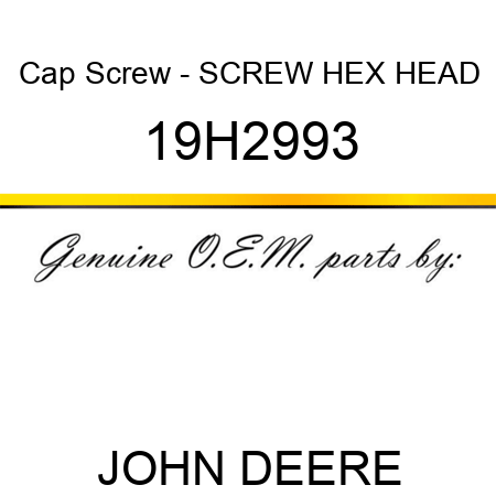 Cap Screw - SCREW, HEX HEAD 19H2993